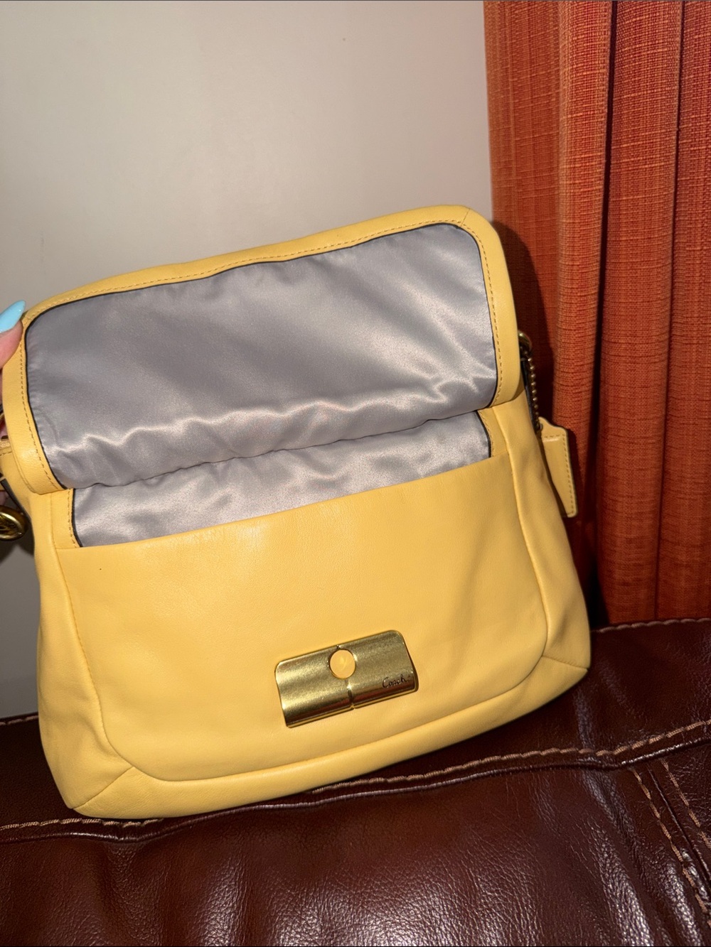 ‼️Coach Kristin Buttercup Yellow Leather Shoulder Bag Crossbody Bag - Picture 11 of 14